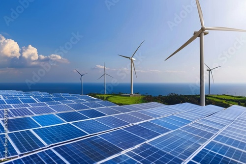 Advanced Renewable Energy Solutions: Solar Panels and Wind Turbines in Action
