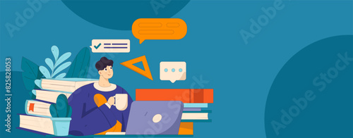 Education and learning people flat vector concept hand drawn illustration
