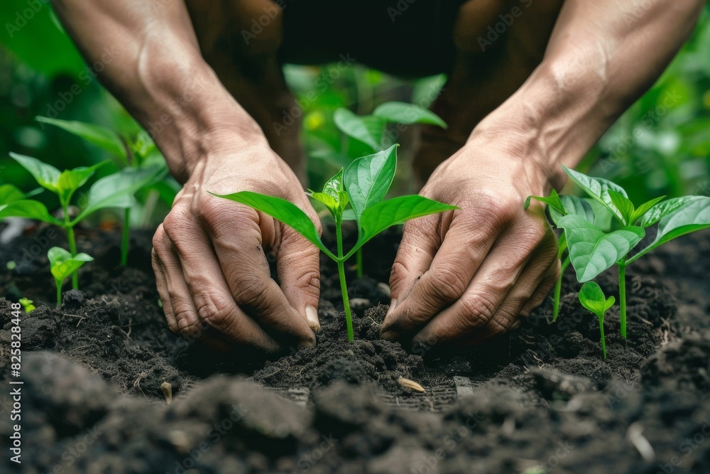 Person’s Hands Planting Seedlings in a Garden Person’s Hands Planting Seedlings in a Garden