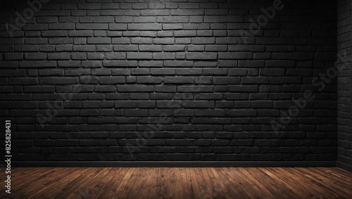 Beautiful old brick black wall texture background.