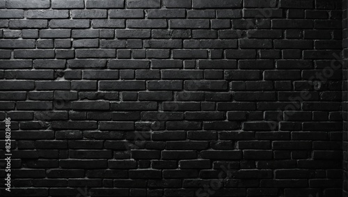 Beautiful old brick black wall texture background.