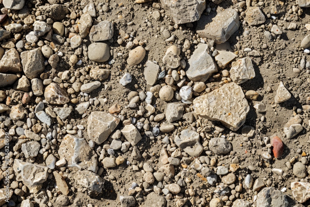 Closeup of rocky ground with pebbles and dirt Closeup of rocky ground with pebbles and dirt