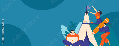 Education and learning people flat vector concept hand drawn illustration
