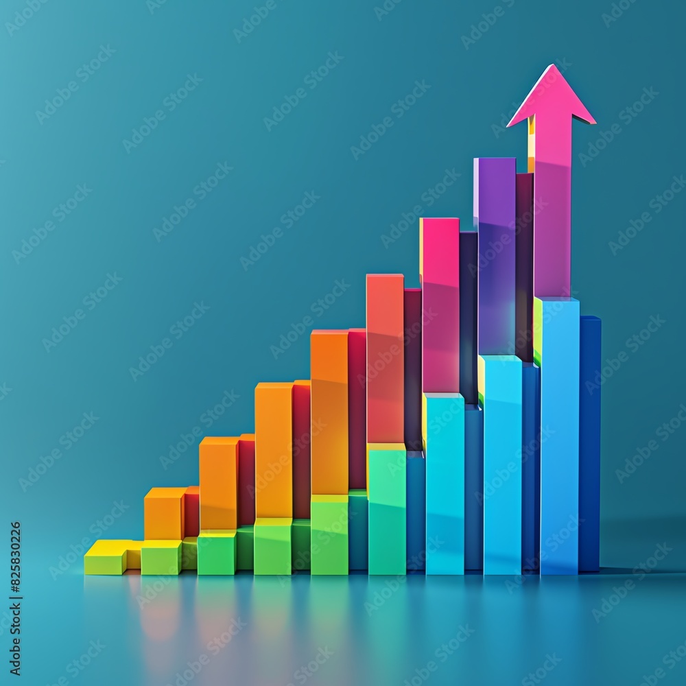Create a dynamic side view of a rising graph chart Create a dynamic side view of a rising graph chart