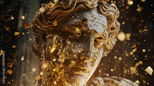 abstract golden marble sculpture with glitter