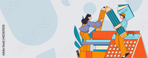 Education and learning people flat vector concept hand drawn illustration
