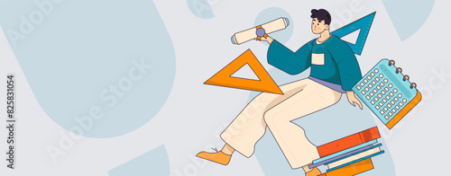 Education and learning people flat vector concept hand drawn illustration
