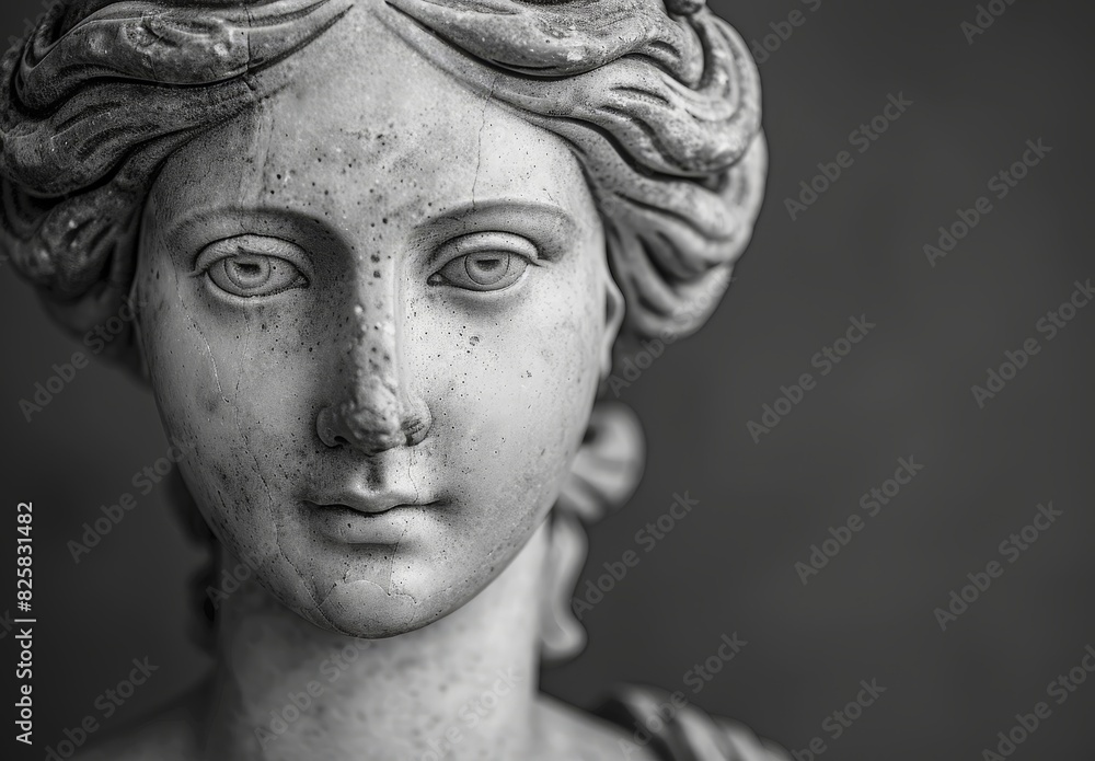 Detailed close-up of a weathered stone statue Detailed close-up of a weathered stone statue