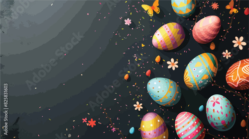Happy Easter Day elegance black background with Easte