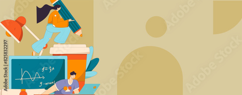 Education and learning people flat vector concept hand drawn illustration
