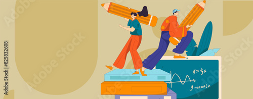 Education and learning people flat vector concept hand drawn illustration
