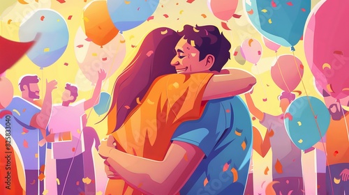 Wallpaper Mural A couple is hugging in a crowd of people Torontodigital.ca