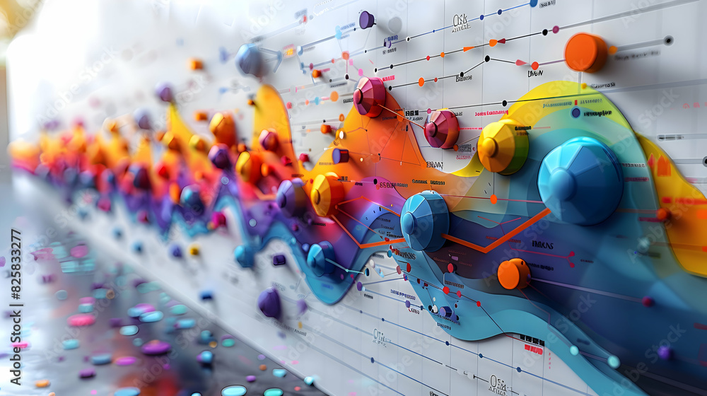A vivid depiction of a timeline infographic using vector elements and ...