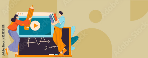 Education and learning people flat vector concept hand drawn illustration
