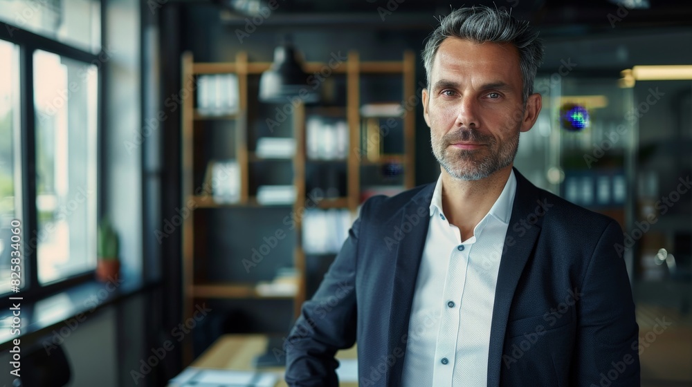 Confident businessman standing in office Confident businessman standing in office