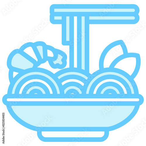 Pad Thai blue color icon, related to street food theme. use for modern concept, web and app development