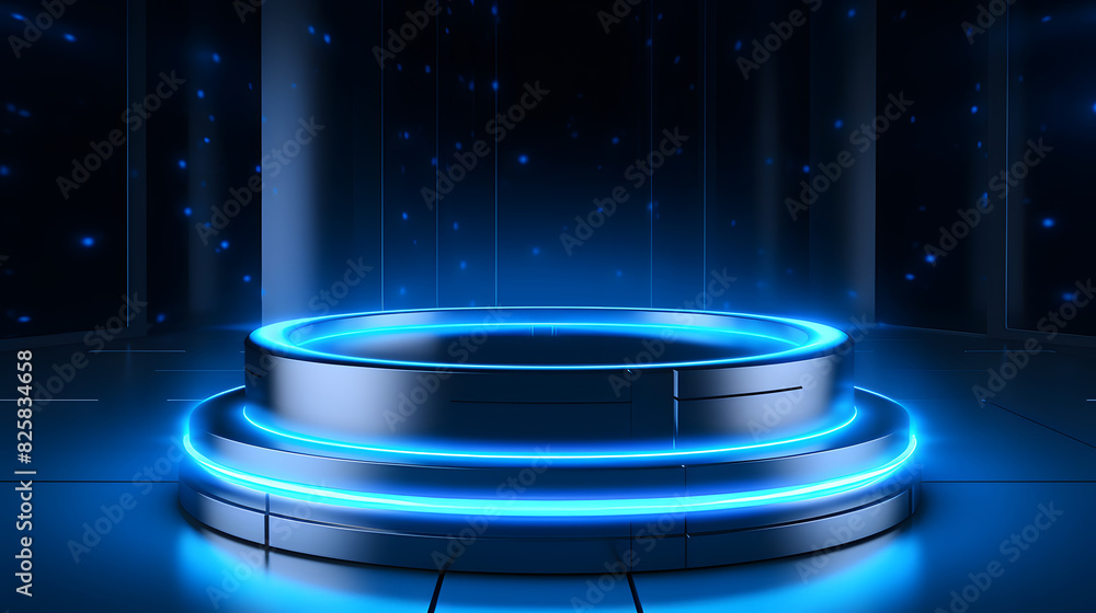 digital blue light circular podium e-commerce graphics poster background digital blue light circular podium e-commerce graphics poster background