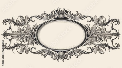 Engraving frame. Vintage Baroque Victorian border. Baroque frame decor. © elena_garder