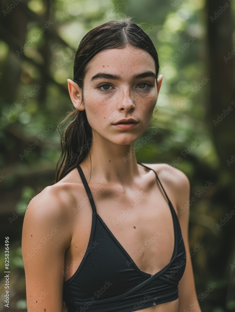 portrait of a young woman in the forest