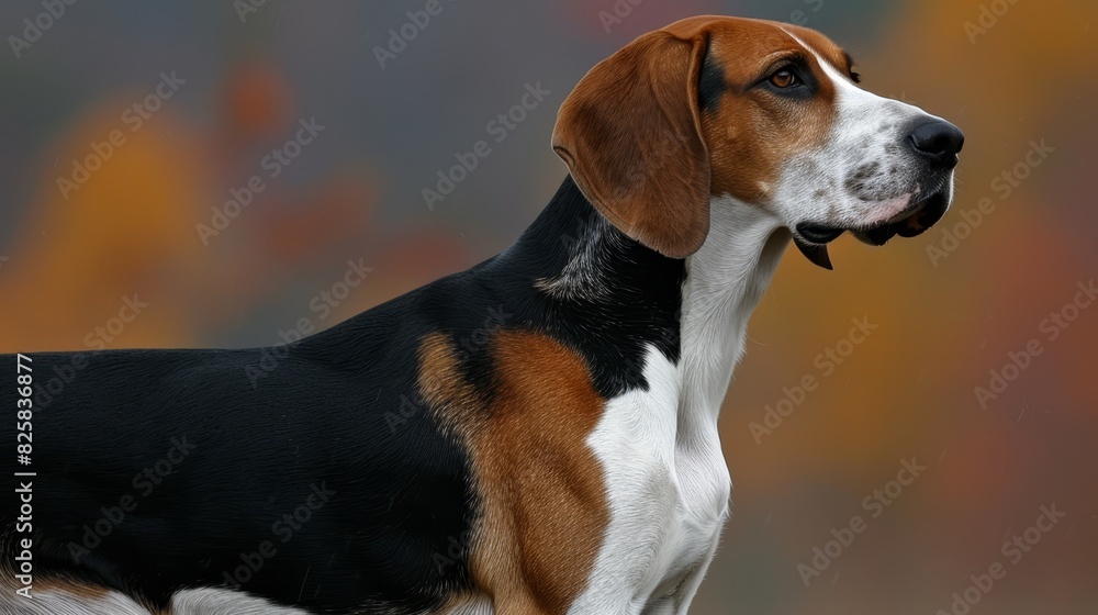  A tight shot of a dog with a black-and-white facial pattern and a brown and white tail Another brown-and-white dog with a black spot on its head is also featured