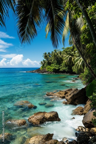 Tropical paradise with palm trees and turquoise waters © Balaraw