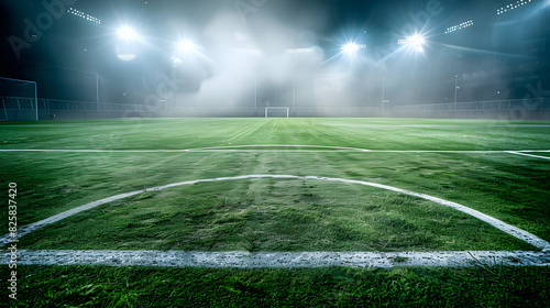 soccer field at night with a ball