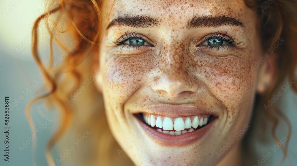 Close-up of a woman's face beaming with happiness, eyes sparkling, radiating pure joy and contentment. Close-up of a woman's face beaming with happiness, eyes sparkling, radiating pure joy and contentment.