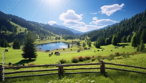 A stunning spring day landscaping views of fertile land surrounded beautiful green vegetation, wide stretches of hills and mountains with clear skies in spring