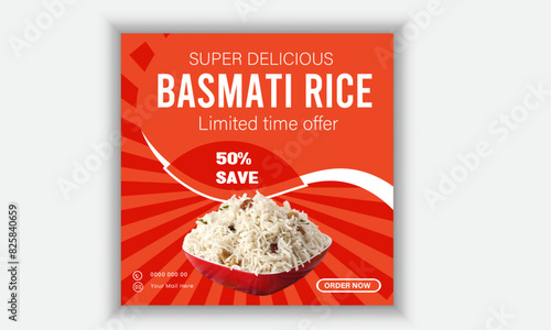 
Basmati rice social media banner design, or Food sale social media banner design template
