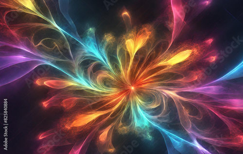 Abstract Wallpaper Background with Colorful Smoke, Abstract enigmatic fantastic beautiful decorative fractal background Generative AI 