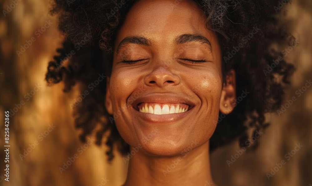 Person Smiling with Eyes Closed Showing Pure Contentment
Person Smiling with Eyes Closed Showing Pure Contentment