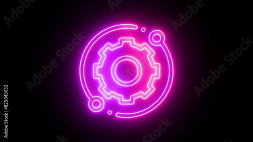 Tecnical icon neon glowing with colour effect  photo
