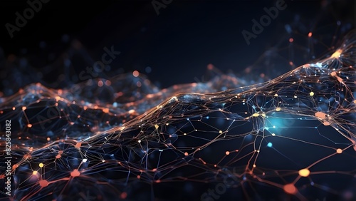 Digital abstract background for data transmission and encryption, artificial intelligence (AI), neural networks, digital archives, audio and visual representations, and scientific study. Make a copy.. photo