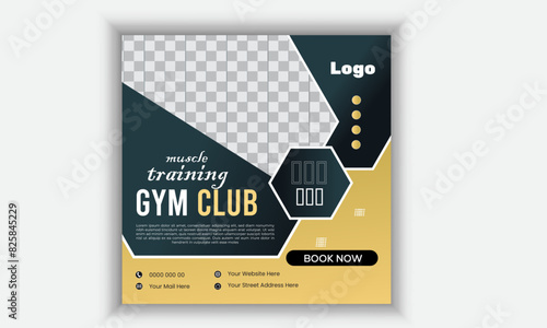 Gym fitness social media post template and Web Banner.
