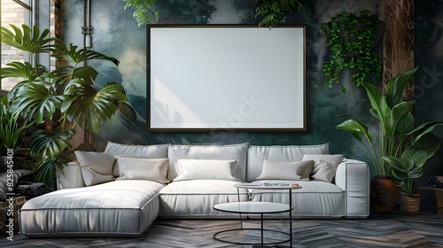 High ISO A Paper Size Frame Mockup for Modern Living Room Wall Art photo