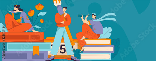 Education and learning people flat vector concept hand drawn illustration
