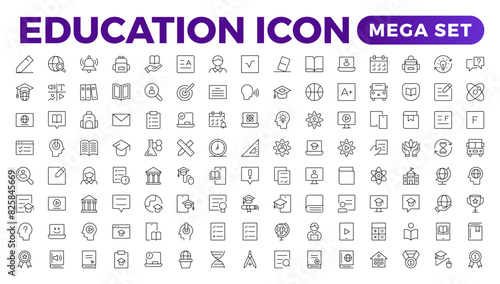 Education line icon collection. Set of vector line icons of education for modern concepts, web, and apps. Set of flat signs and symbols for web and apps.