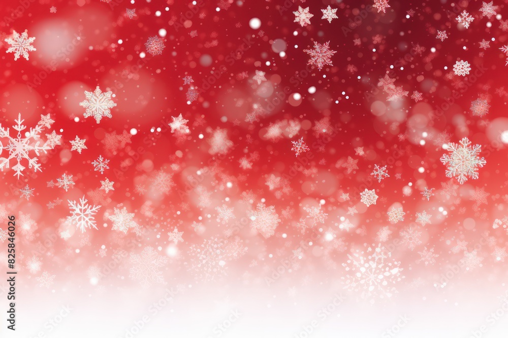 White snowflakes gently falling against a vibrant red background. White snowflakes gently falling against a vibrant red background.