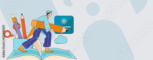 Education and learning people flat vector concept hand drawn illustration
