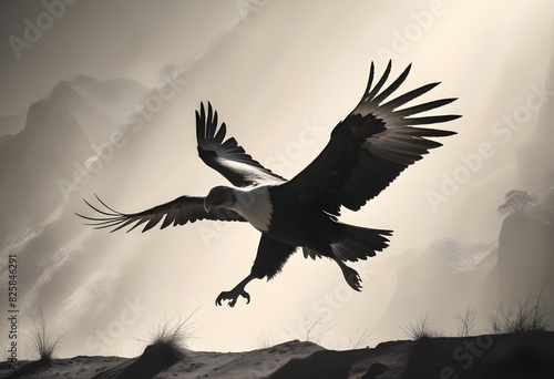 Dramatic silhouette of an andean condor in flight  (1) photo