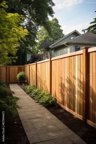 Tall cedar privacy fence enveloping the backyard 