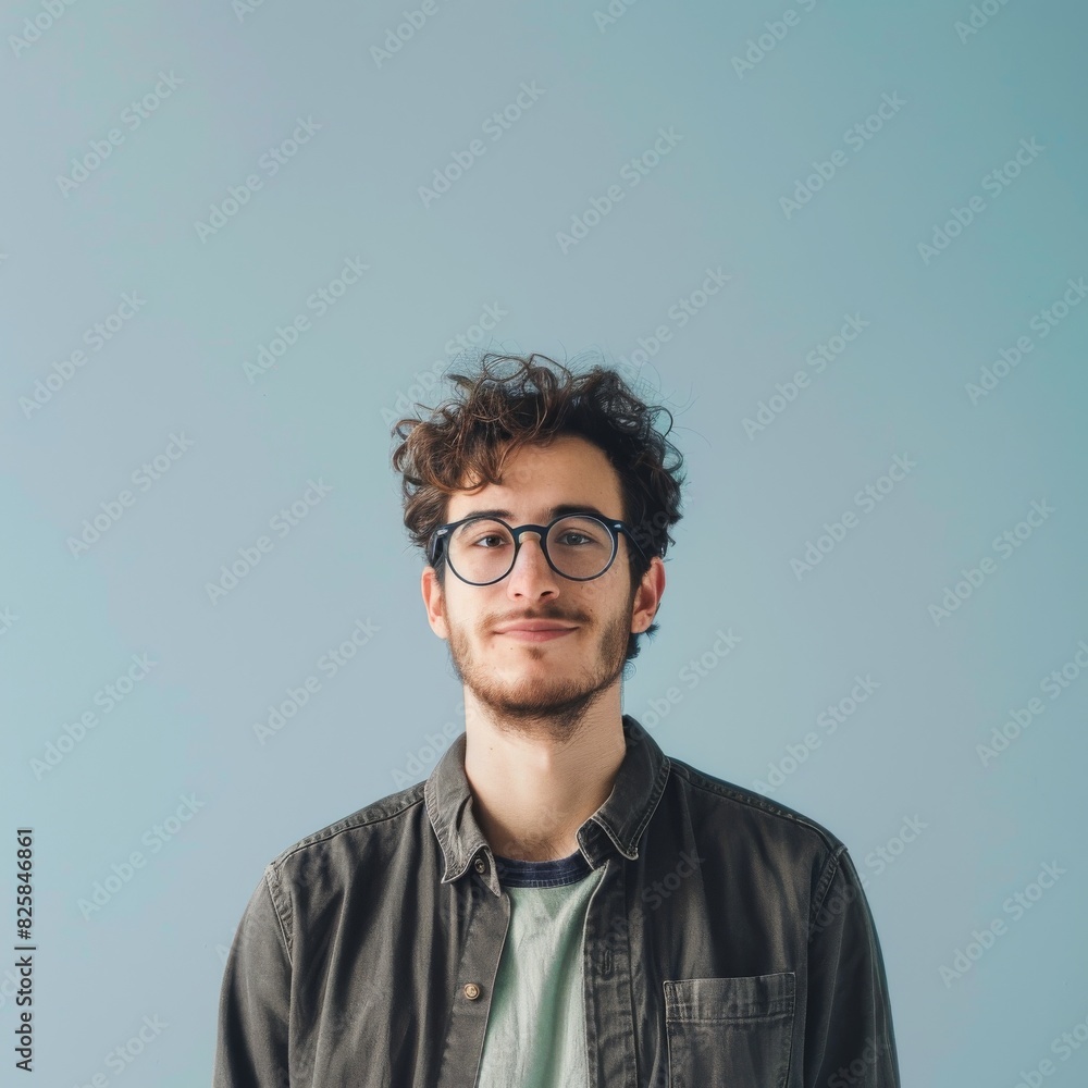 Fototapeta premium Isolated millennial in a simple background with generous copy space.