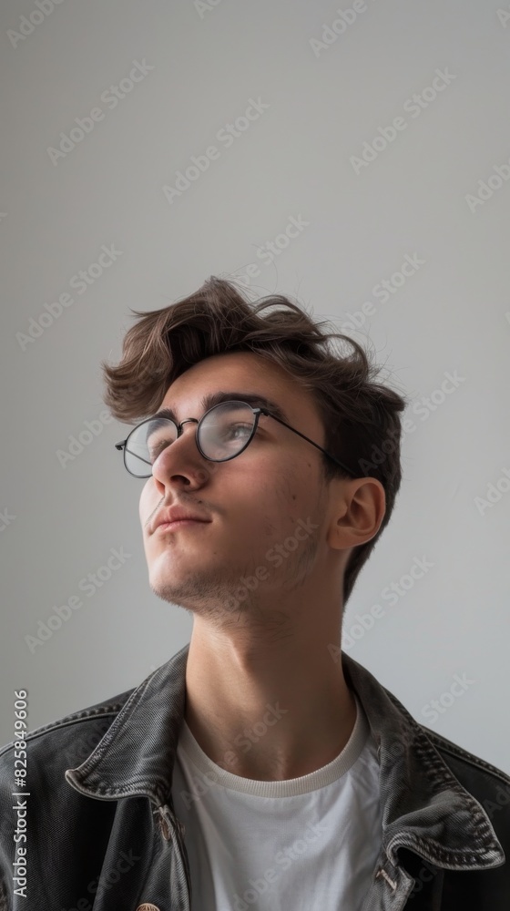 Millennial individual with a lot of blank area for advertisement content. Millennial individual with a lot of blank area for advertisement content.