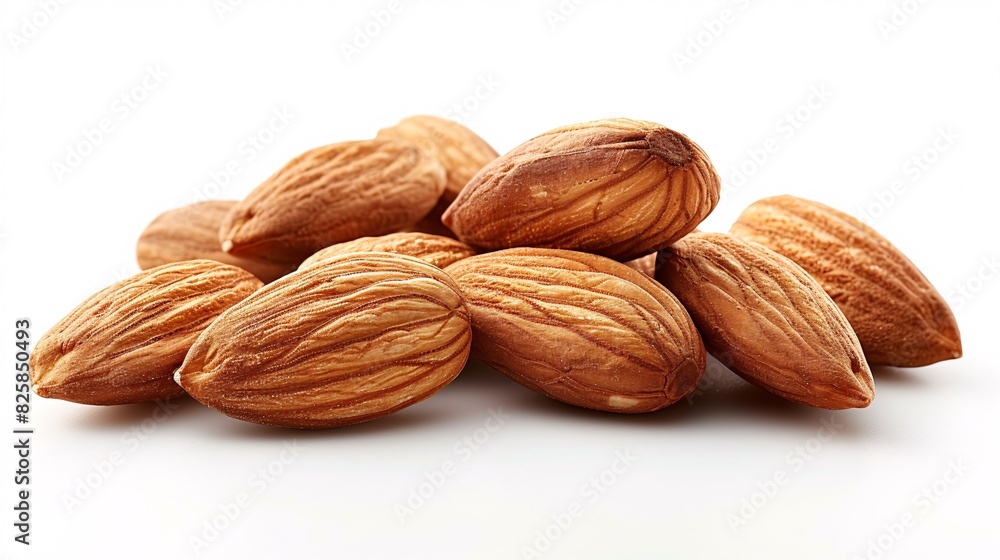 Pile of Almonds on blank backdrop. Pile of Almonds on blank backdrop.