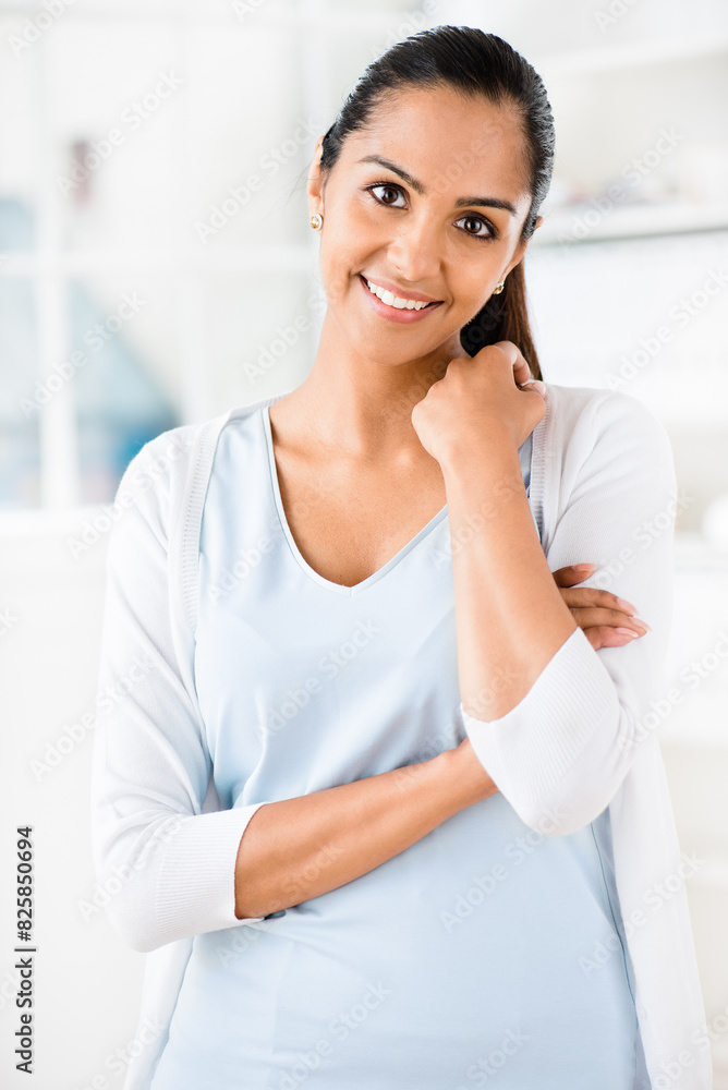 Portrait, smile and business with Indian woman, arms crossed or employee for style agency, opportunity or entrepreneur with startup launch. Face, person or consultant for creative project and eyewear Portrait, smile and business with Indian woman, arms crossed or employee for style agency, opportunity or entrepreneur with startup launch. Face, person or consultant for creative project and eyewear