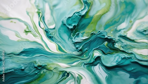 A colorful abstract watercolor pattern of a blue and green colored liquid with a green and blue splash of water. photo