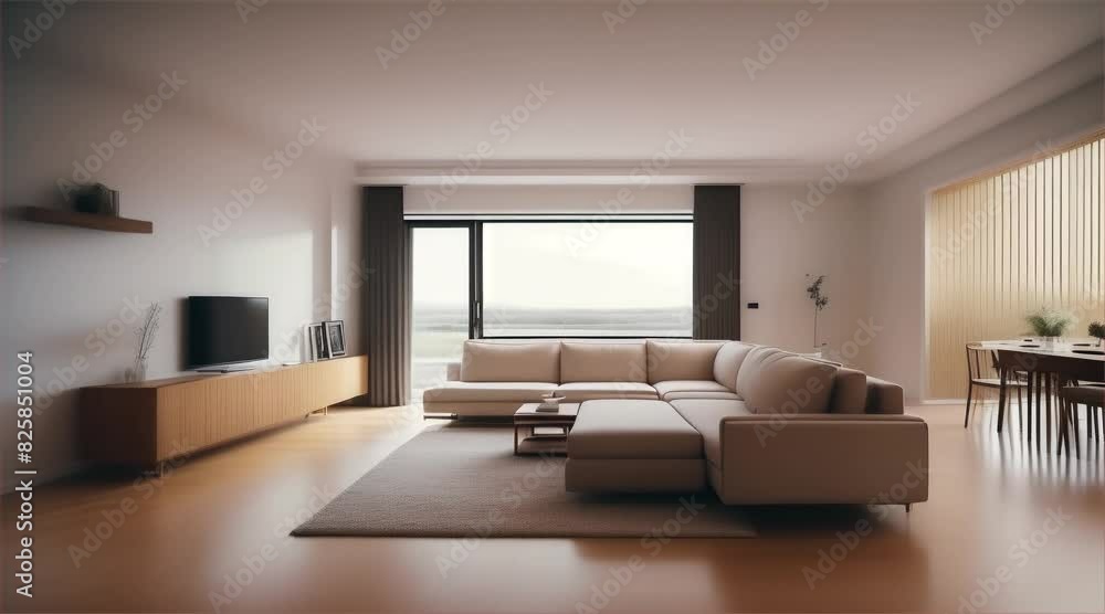Modern living room interior with a sofa, table, featuring luxury design elements, comfortable furniture and windows that let in natural light. Modern living room interior with a sofa, table, featuring luxury design elements, comfortable furniture and windows that let in natural light.
