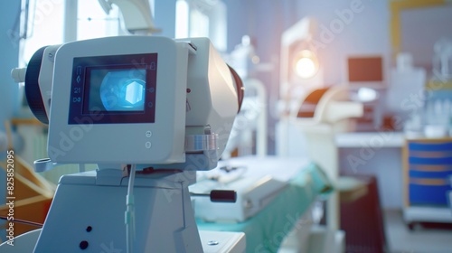 State-of-the-art ophthalmic laser technology used for correcting vision in a clinic specializing in eye surgery and treatment for nearsightedness.