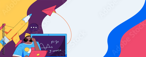 Education and learning people flat vector concept hand drawn illustration
