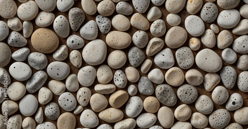 White garden grit scattered evenly over the entire surface. The stones come in various shapes and sizes, but they are all small and bright.